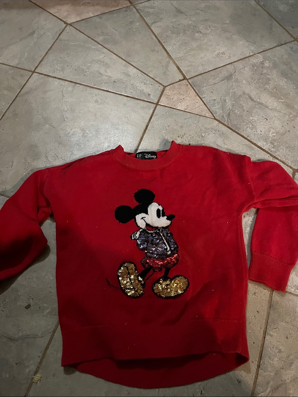 Disney Red Sequin Mickey Mouse Kids Sweater